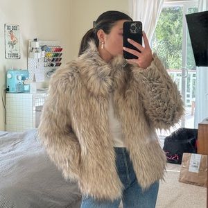 UNREAL FUR DELISH JACKET IN NATURAL SIZE SMALL.